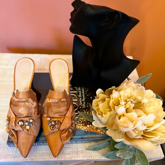 Nine West; Macadamia embellished mules/slides - Picture 1 of 5